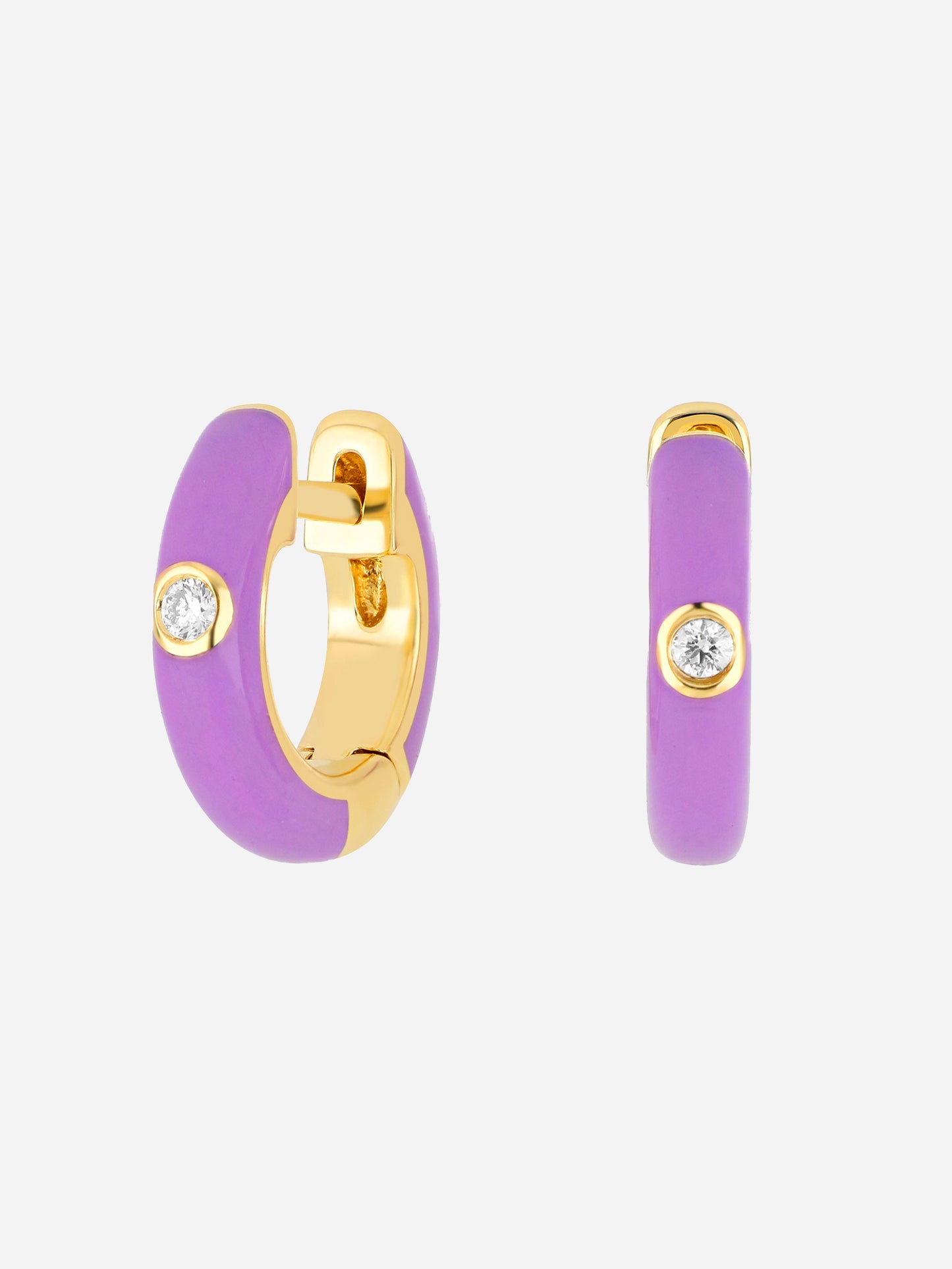 EF Collection Women's Diamond Enamel Huggie Earrings - Saint Bernard