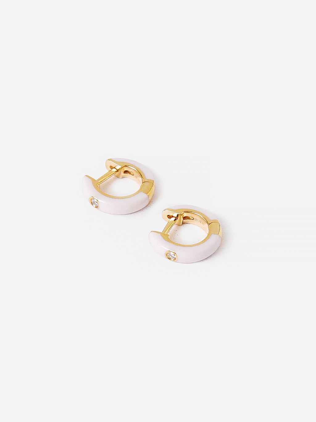 EF Collection Women's Diamond Enamel Huggie Earrings - Saint Bernard