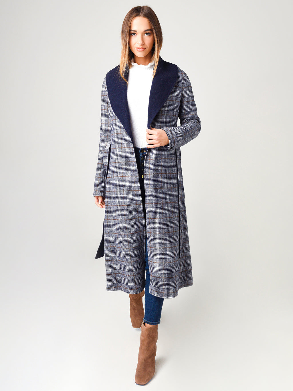 Soia & Kyo Women's Eleonore Plaid Calf-Length Double-Face Wool Coat - Saint Bernard
