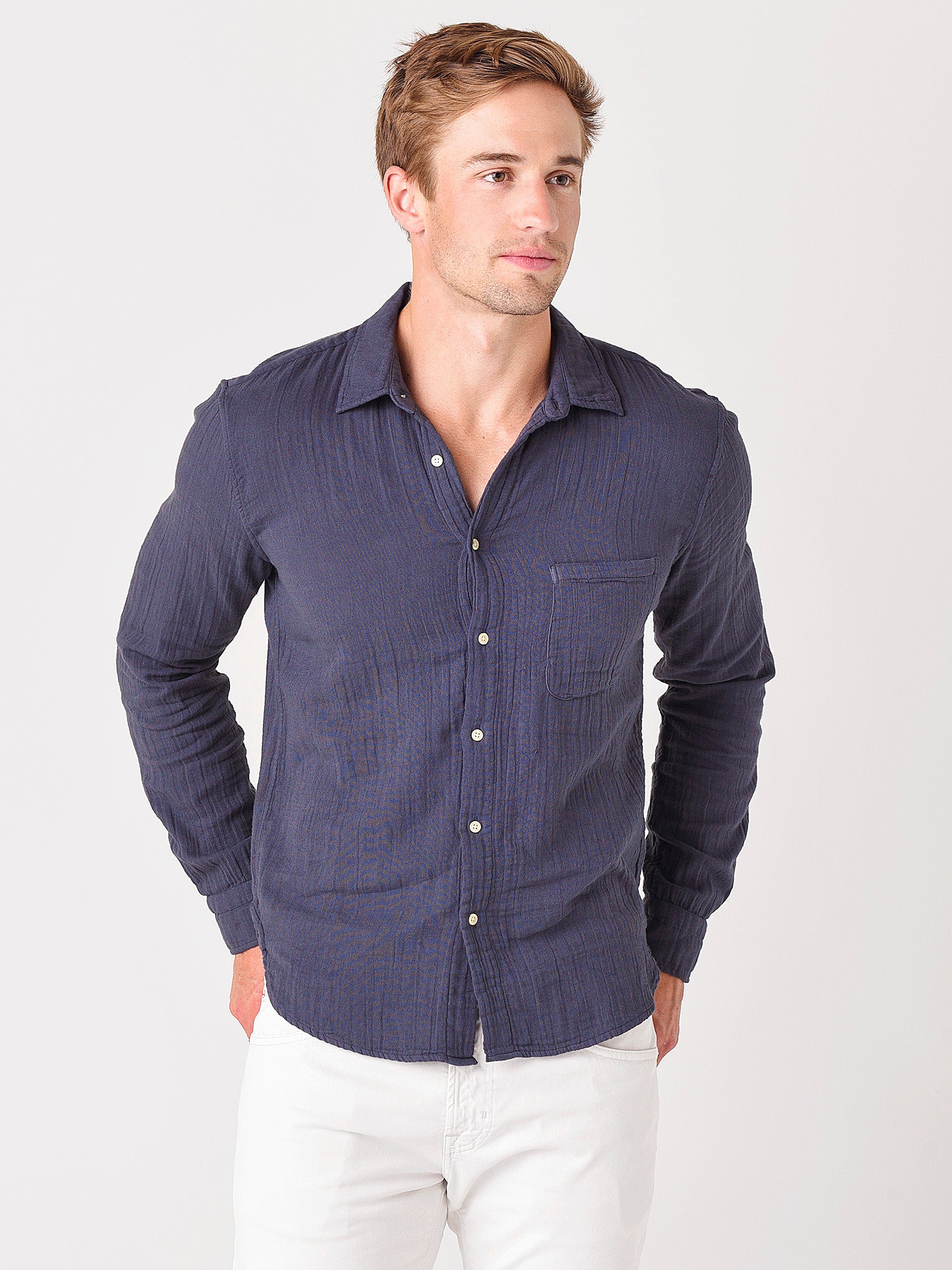 Velvet Men's Elton Cotton Woven Button-Down Shirt - Saint Bernard