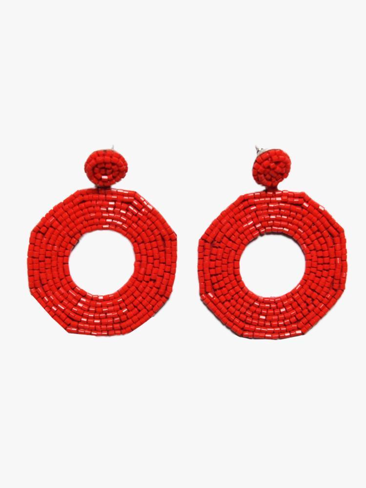 Allie Beads Beaded Circle Earrings - Saint Bernard