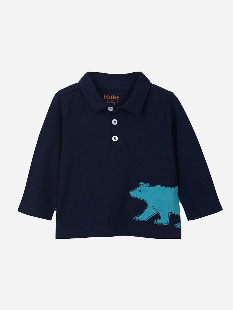 Hatley Little Boys Bear long Sleeve Baby Polo Tee - Saint Bernard