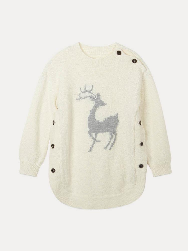 Hatley Litle Girl's Mistletoe Deer Sweater - Saint Bernard