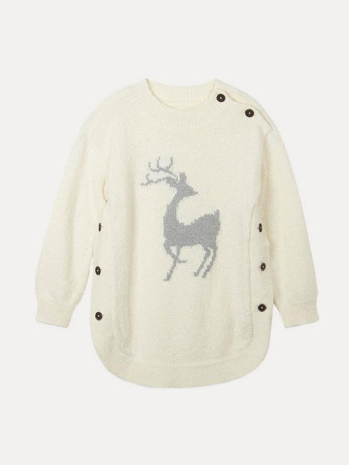 Hatley Litle Girl's Mistletoe Deer Sweater - Saint Bernard