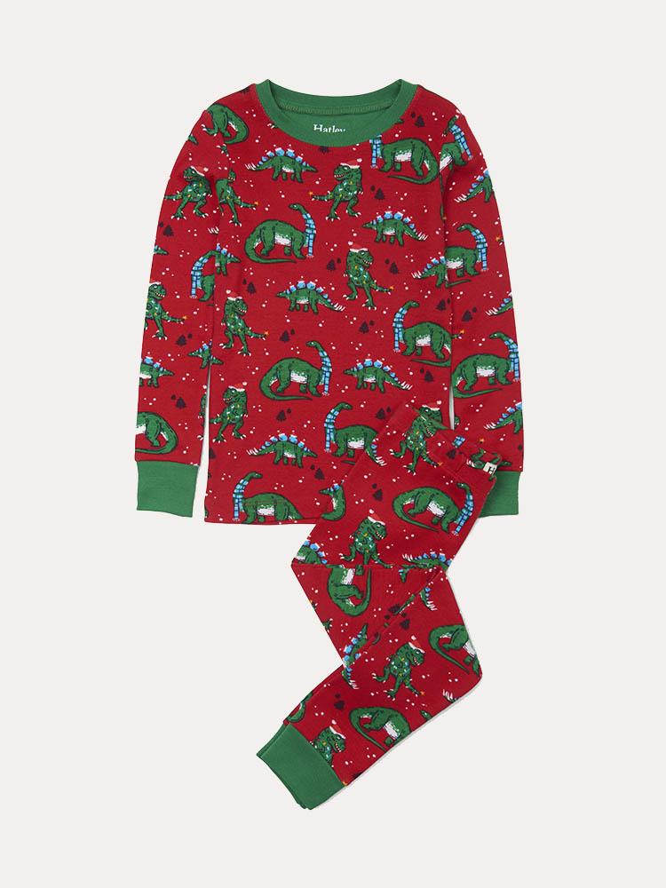 Hatley Little Boys' Festive Dinos Organic Cotton Pajama Set - Saint Bernard