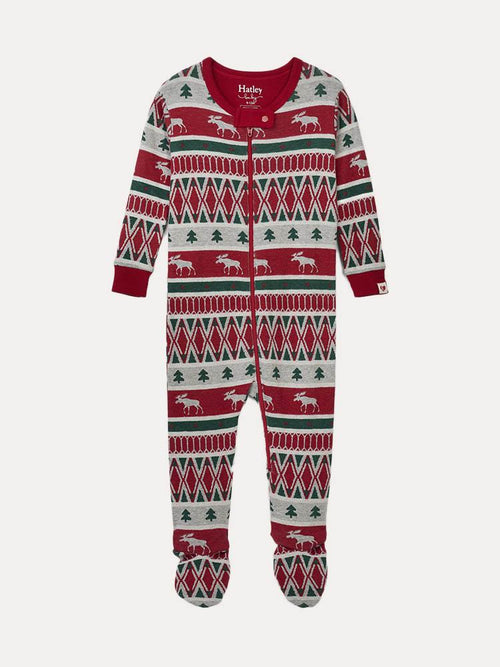 Hatley Little Boys' Winter Fair Organic Cotton Footed Coverall - Saint Bernard