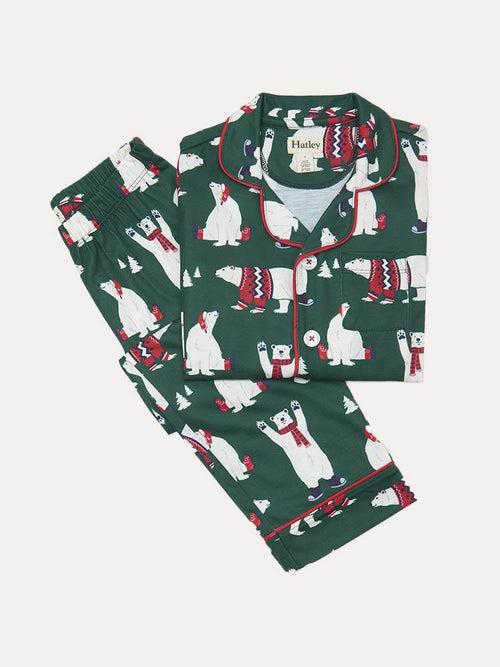 Hatley Boys' Polar Bears Button Down Pajama Set - Saint Bernard