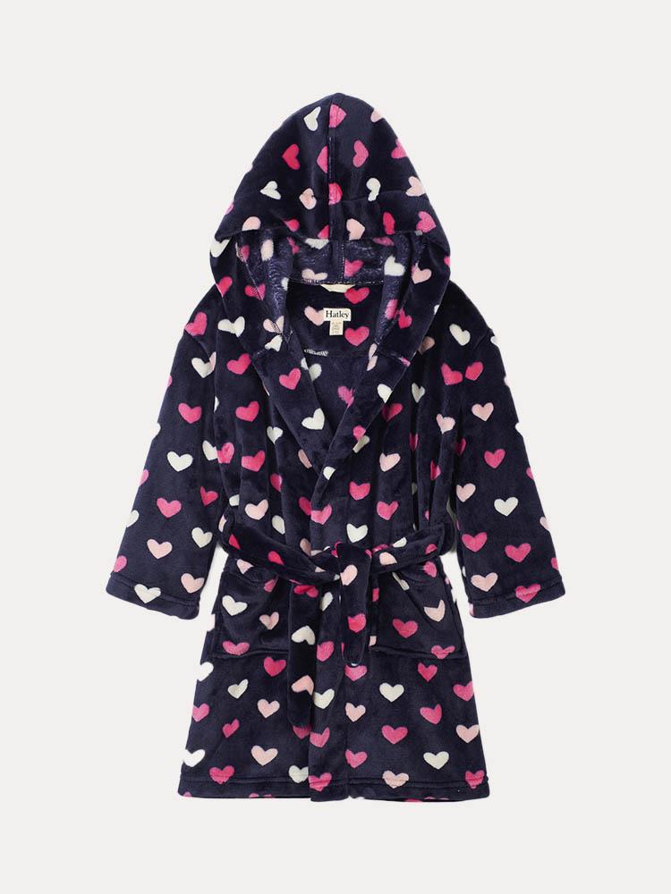 Hatley Girls' Lovey Hearts Fleece Robe - Saint Bernard