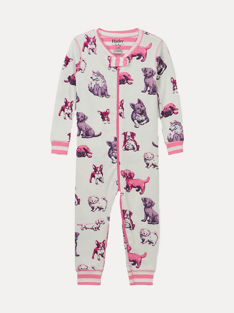 Hatley Little Girls' Precious Pups Organic Cotton Coverall - Saint Bernard