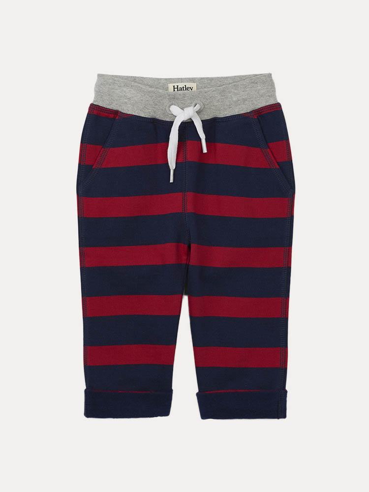 Hatley Little Boys' Crimson Stripe Jogger - Saint Bernard