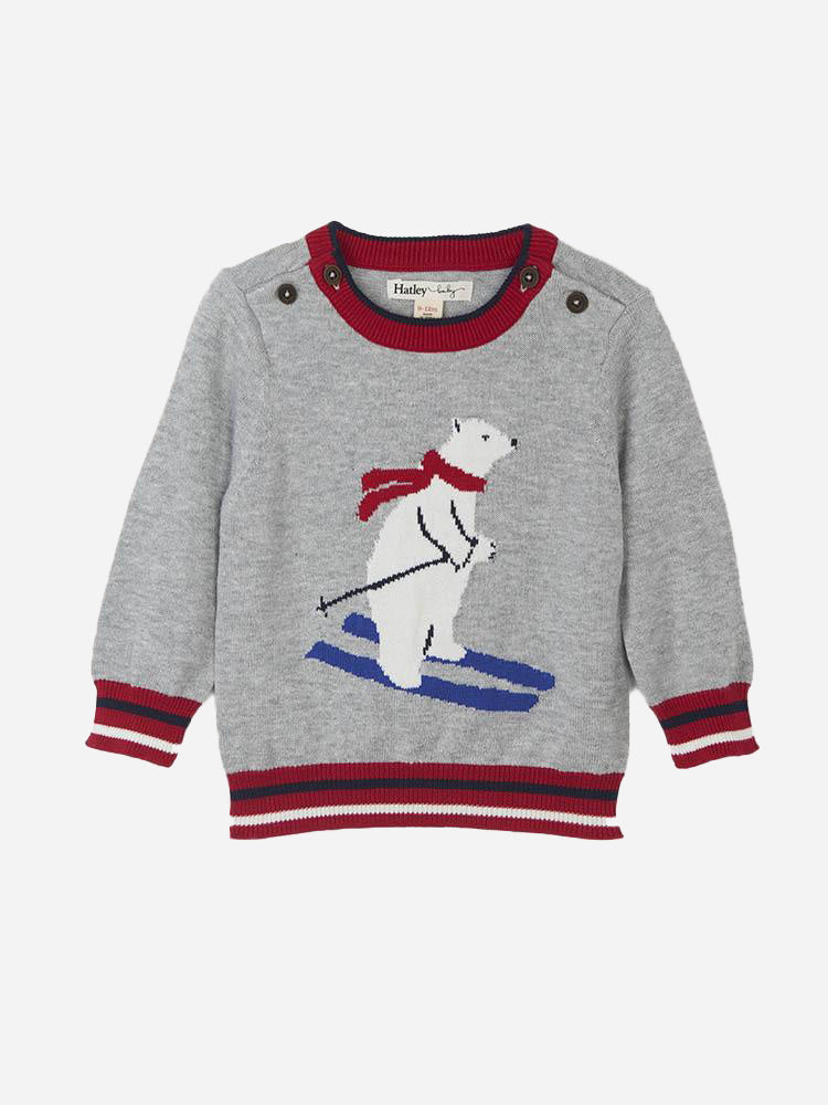 Hatley Little Boys' Skiing Polar Bear Sweater - Saint Bernard