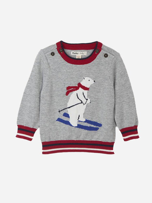 Hatley Little Boys' Skiing Polar Bear Sweater - Saint Bernard