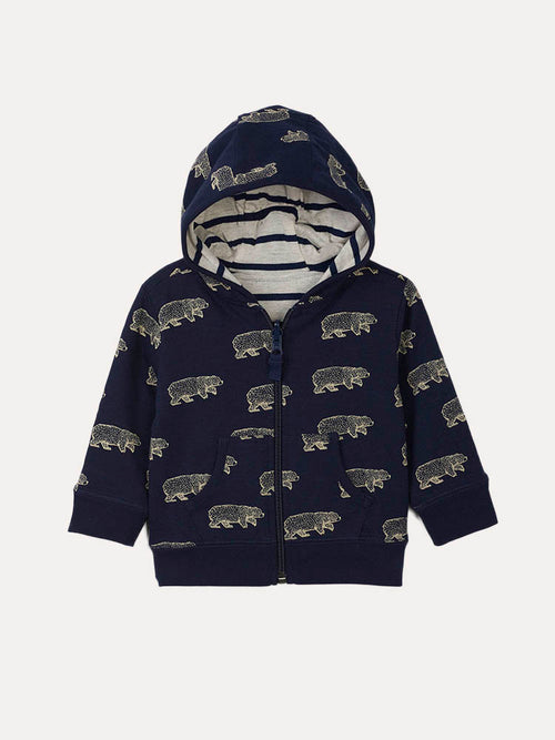Hatley Little Boys' Band Of Bears Reversible Hoodie - Saint Bernard
