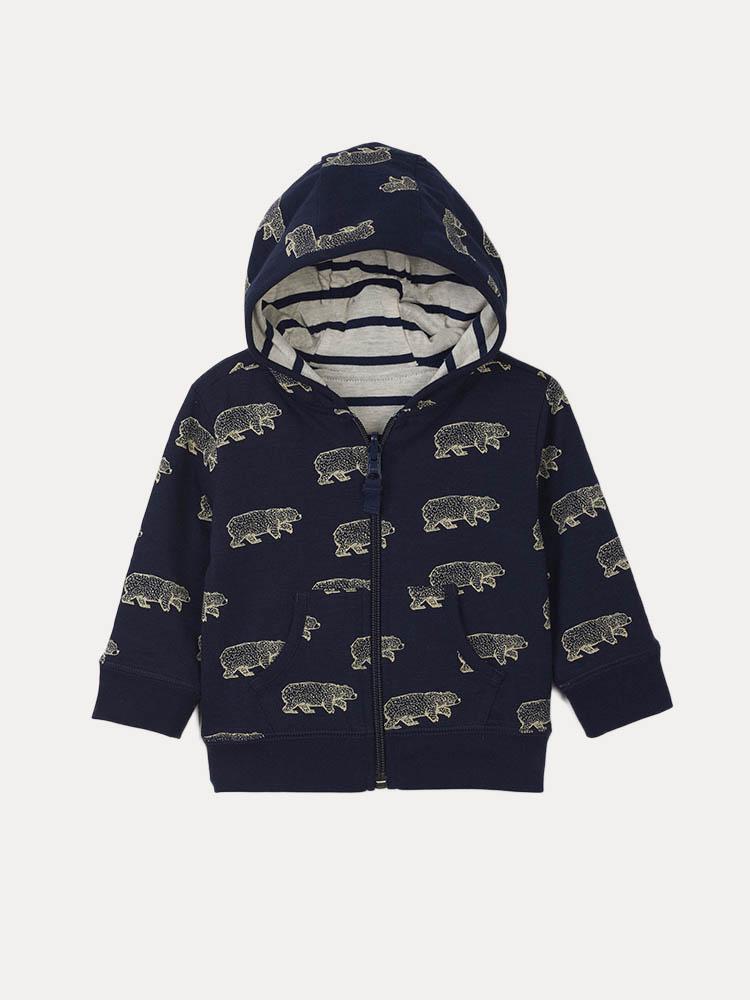 Hatley Little Boys' Band Of Bears Reversible Hoodie - Saint Bernard