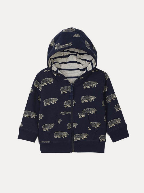 Hatley Little Boys' Band Of Bears Reversible Hoodie - Saint Bernard