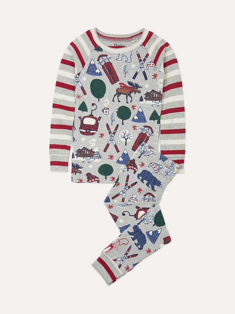 Hatley Boys' Winter Traditions Organic Cotton Raglan Pajama Set - Saint Bernard