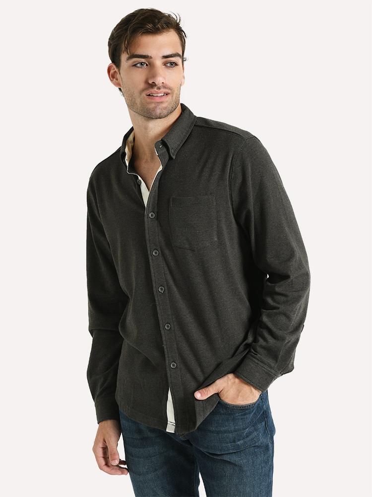 The Normal Brand Long Sleeve Puremeso Button Down Shirt - Saint Bernard