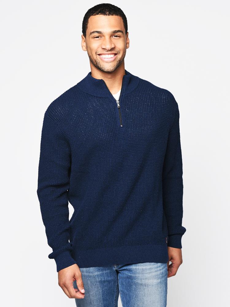 The Normal Brand Men's Waffle Knit Quarter Zip Pullover - Saint Bernard