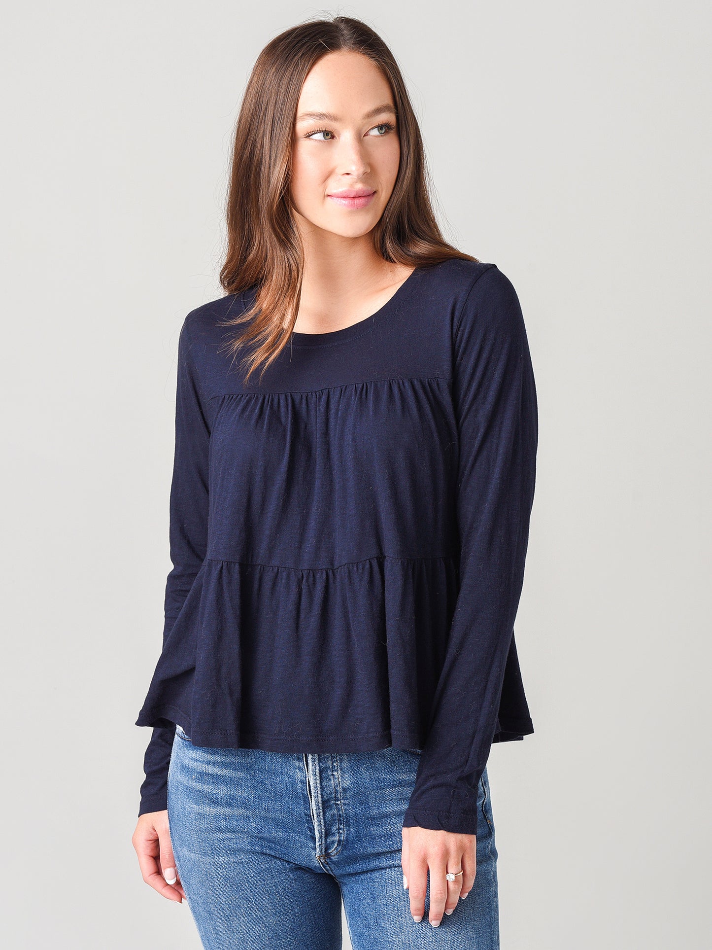 Sundry Tiered Long Sleeve Top - Saint Bernard