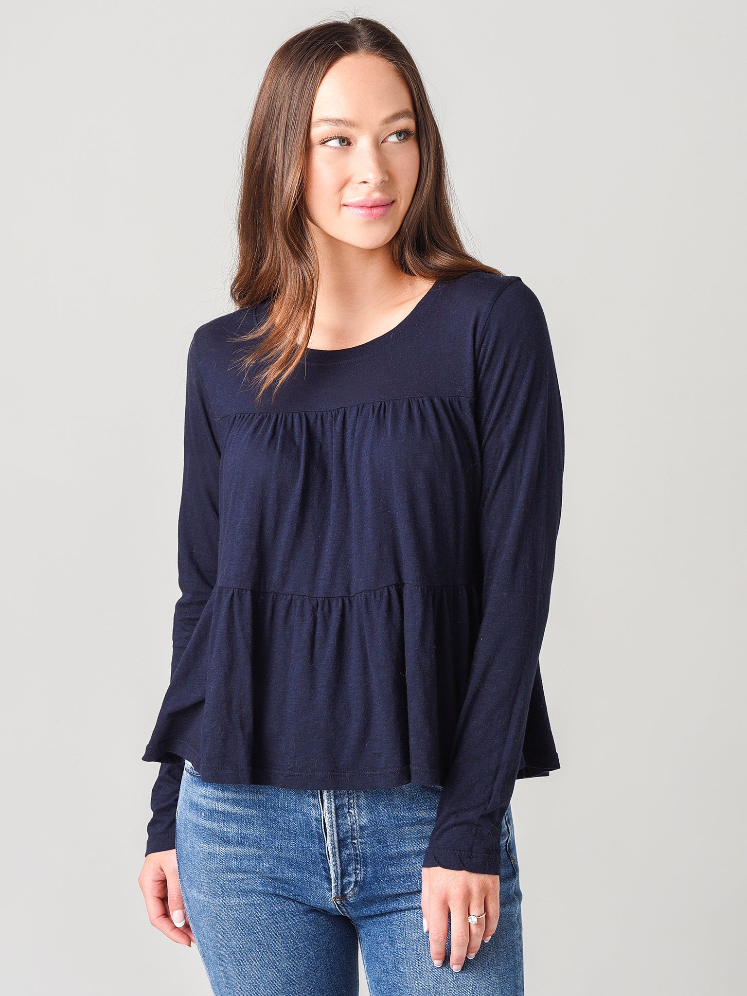 Sundry Tiered Long Sleeve Top - Saint Bernard