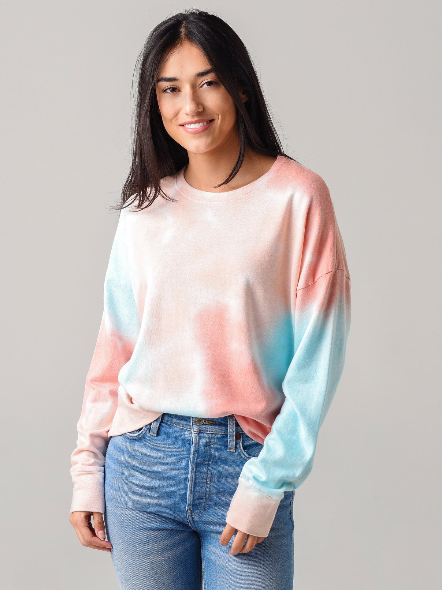 Sundry Women's Multicolor Tie-Dye Terry Oversize Sweatshirt - Saint Bernard