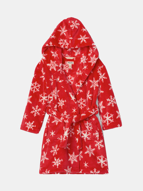 Hatley Kids' Holiday Snowflakes Fleece Robe - Saint Bernard