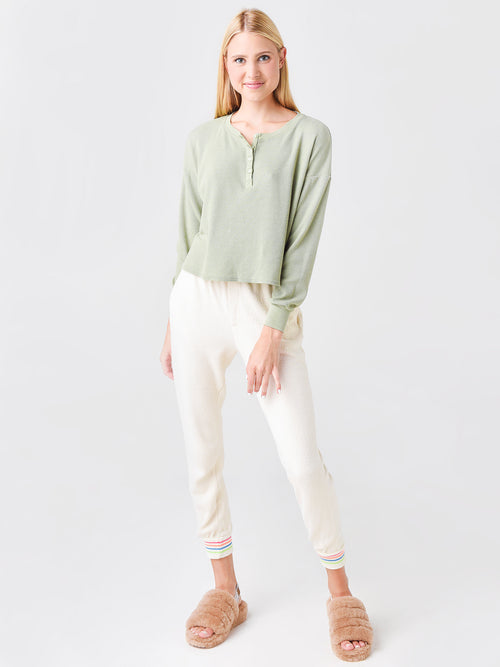 Sundry Women's Thermal Boxy Henley