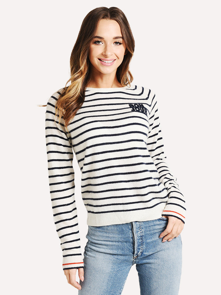 Trovata Women's Renee Cashmere Crewneck Sweater BonJour - Saint Bernard