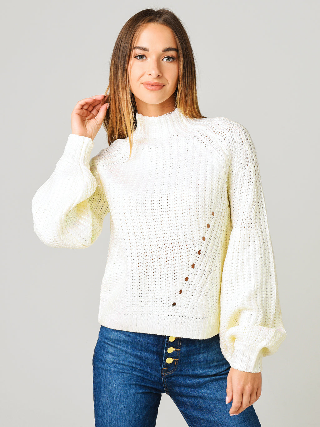 525 Women's Foil Mock Neck Sweater - Saint Bernard
