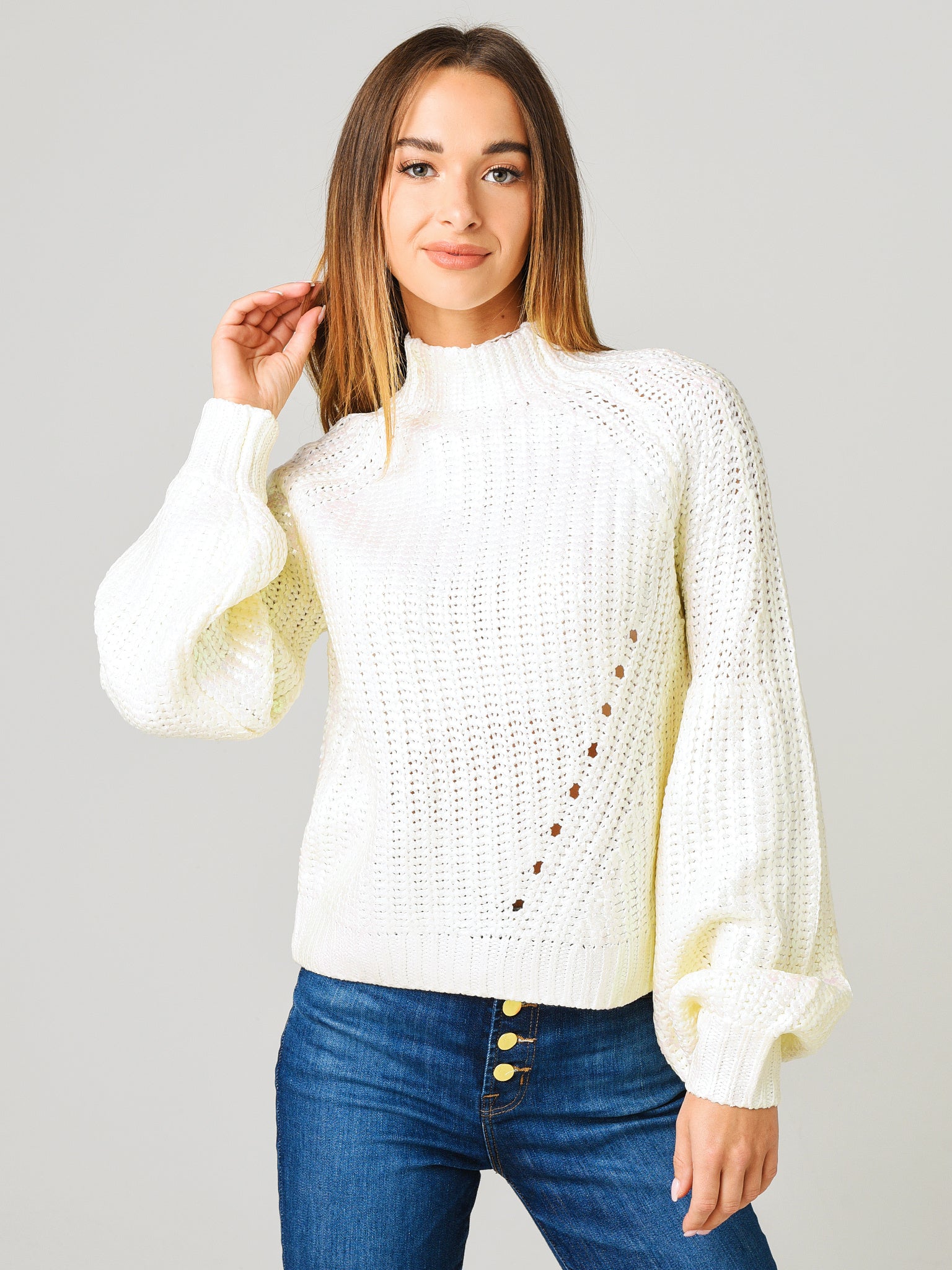 525 Women's Foil Mock Neck Sweater - Saint Bernard