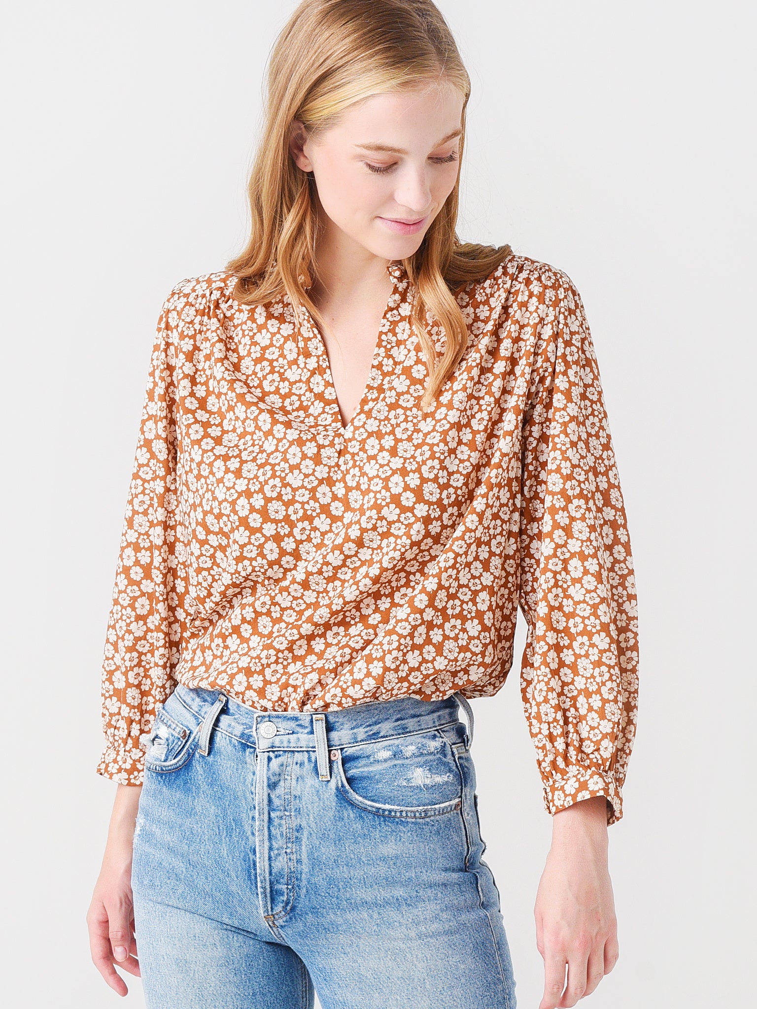 Trovata Women's Bailey Long Sleeve Boho Blouse - Saint Bernard