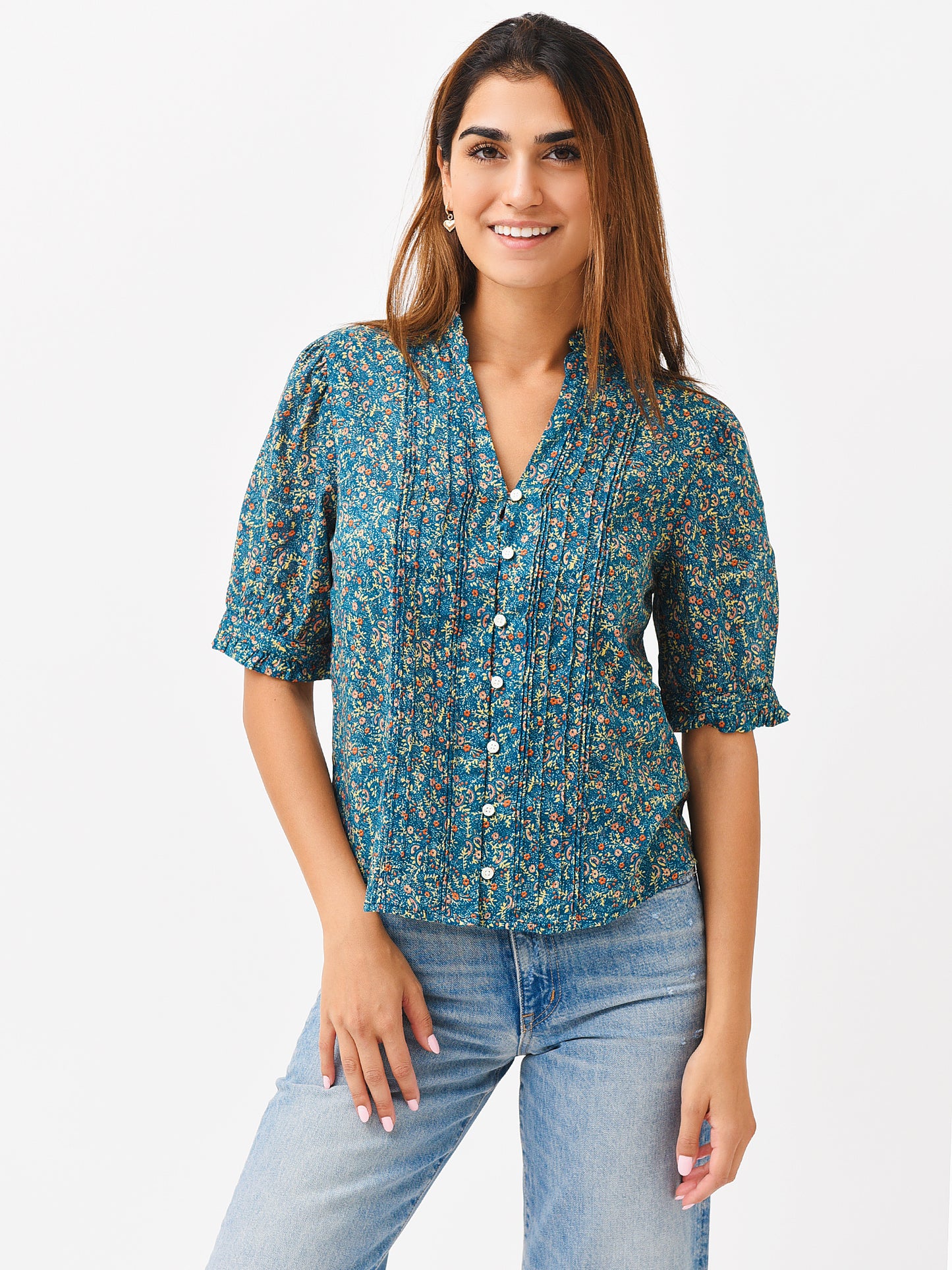 Trovata Women's Eloise Pintuck Blouse - Saint Bernard