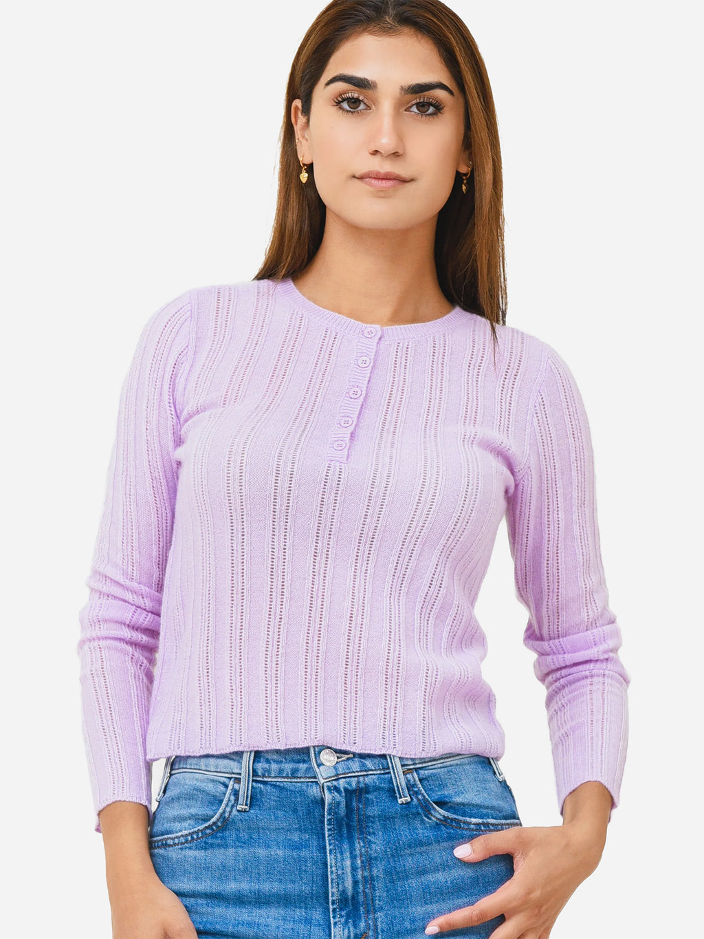 525 Women's Pointelle Henley Pullover - Saint Bernard