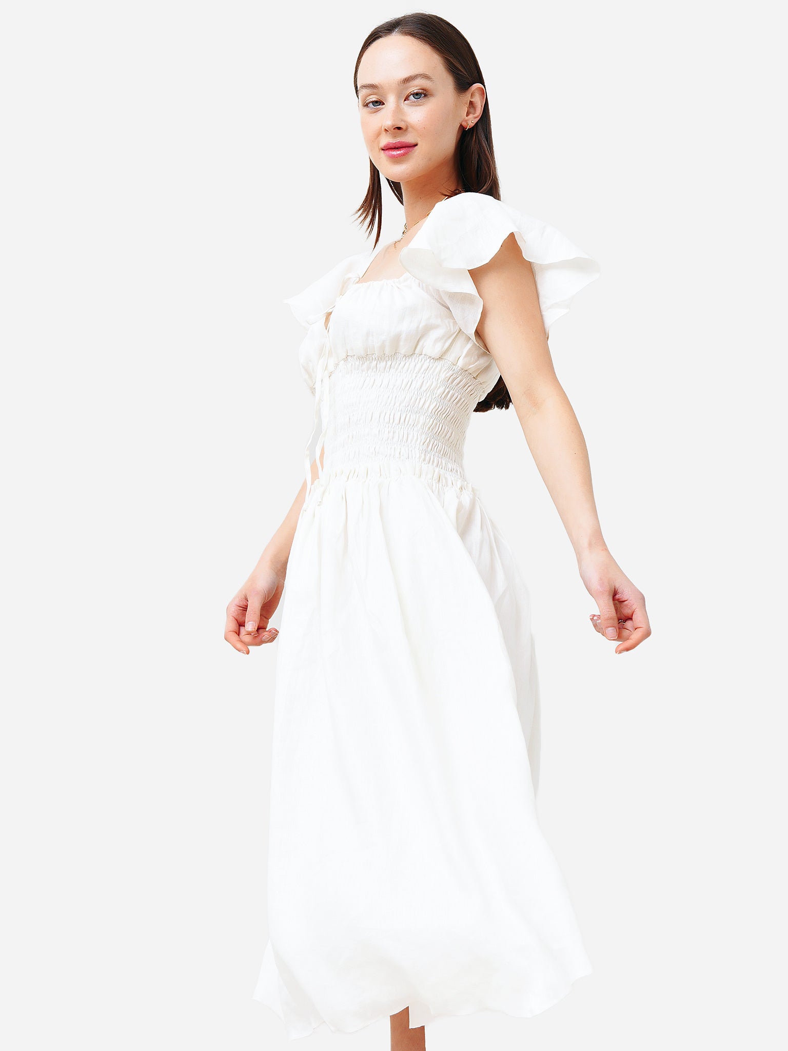 FLUTTER MIDI DRESSxWHITECOTTONBRODERIE-alt2