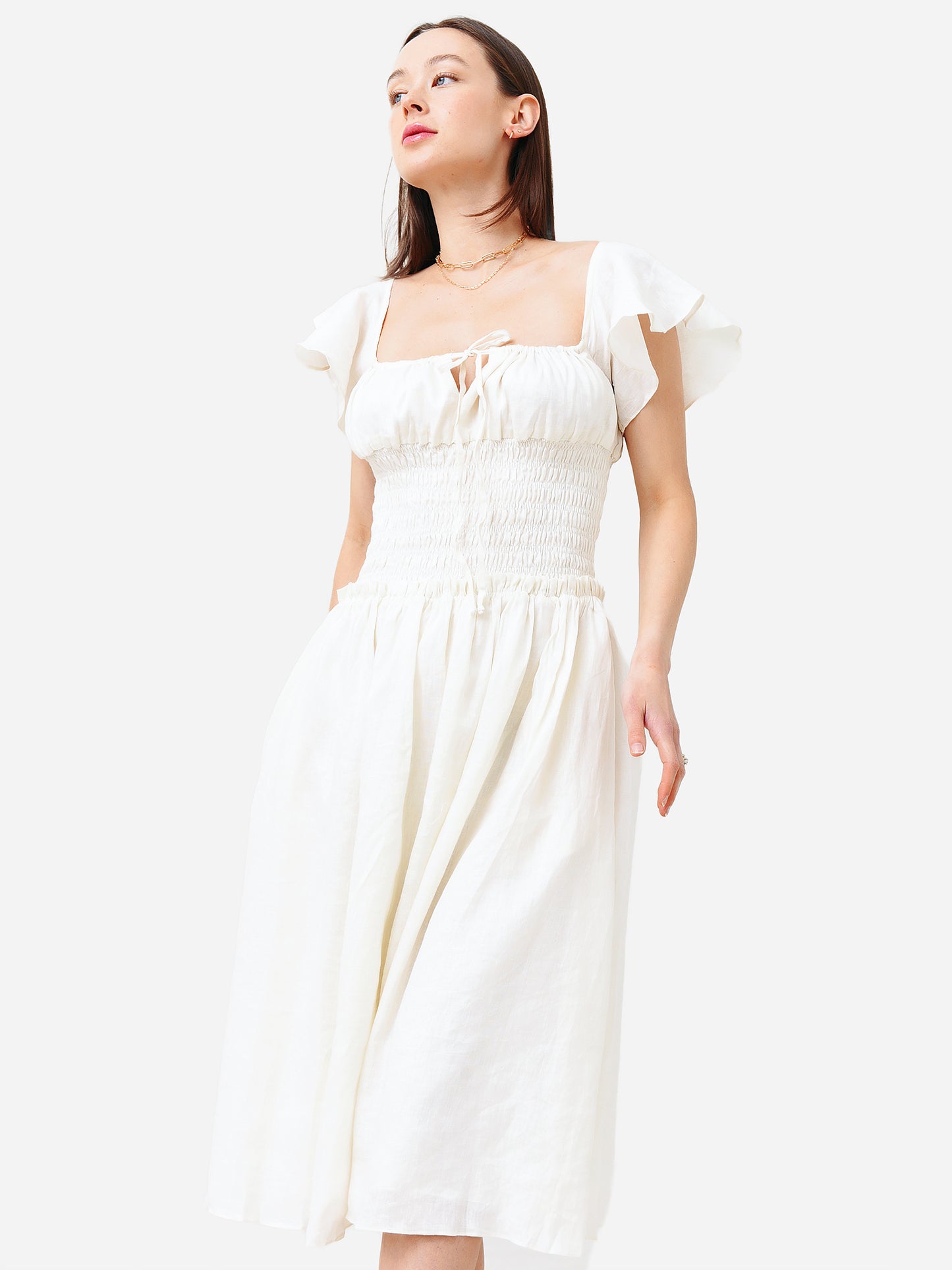 Charina Sarte Women's Flutter Midi Dress - Saint Bernard