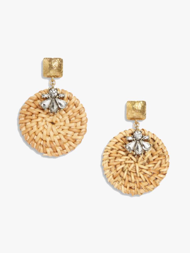 Neely Phelan Rattan Rhinestone Disc Earring - Saint Bernard