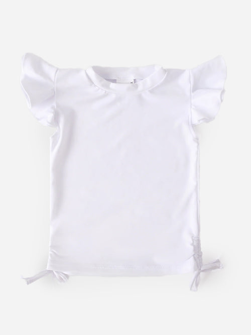 Snapper Rock Girls' White Flutter Sleeve Rash Top