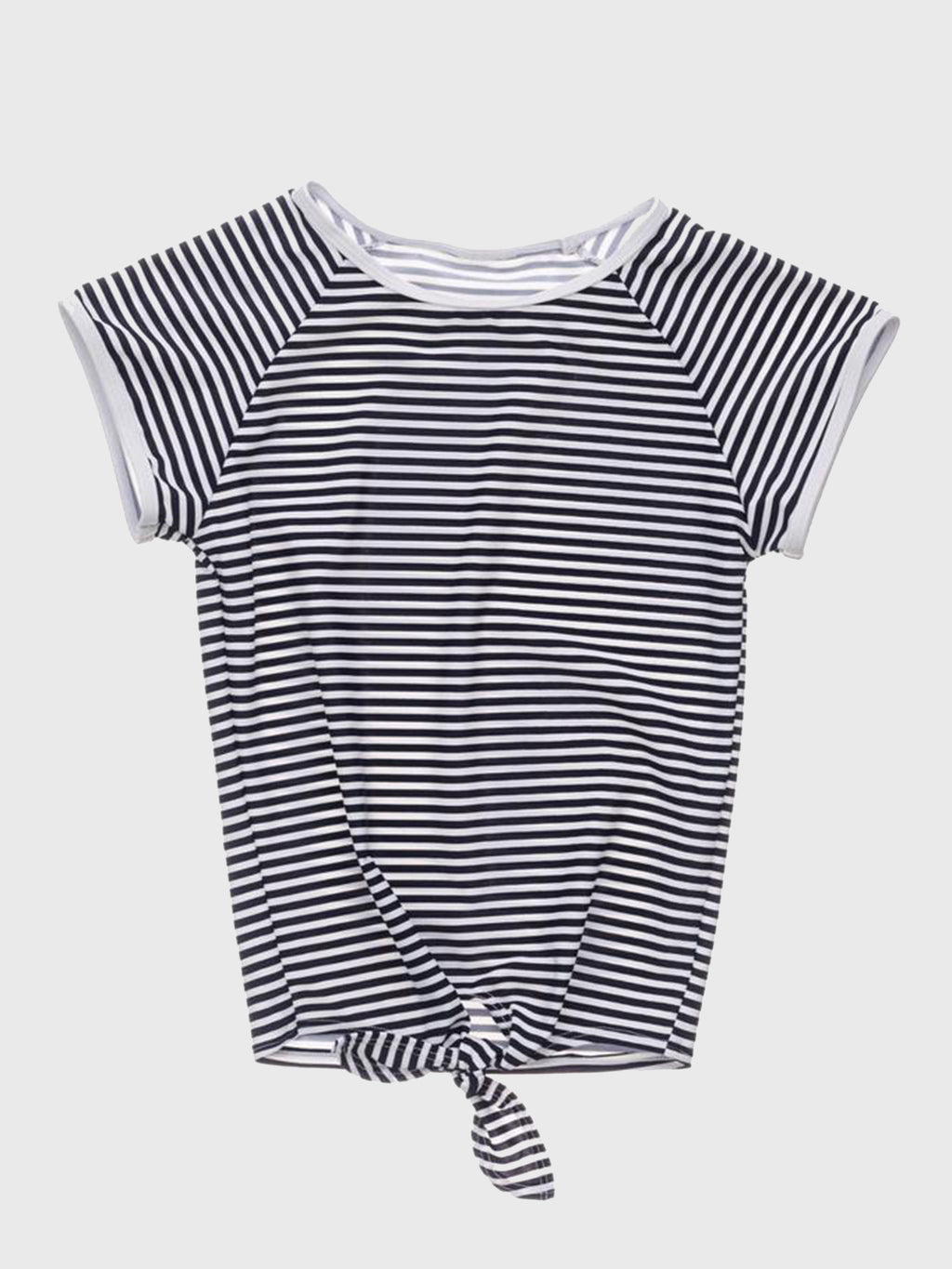 Snapper Rock Girls’ Stripe Knot Front Rash Top - Saint Bernard