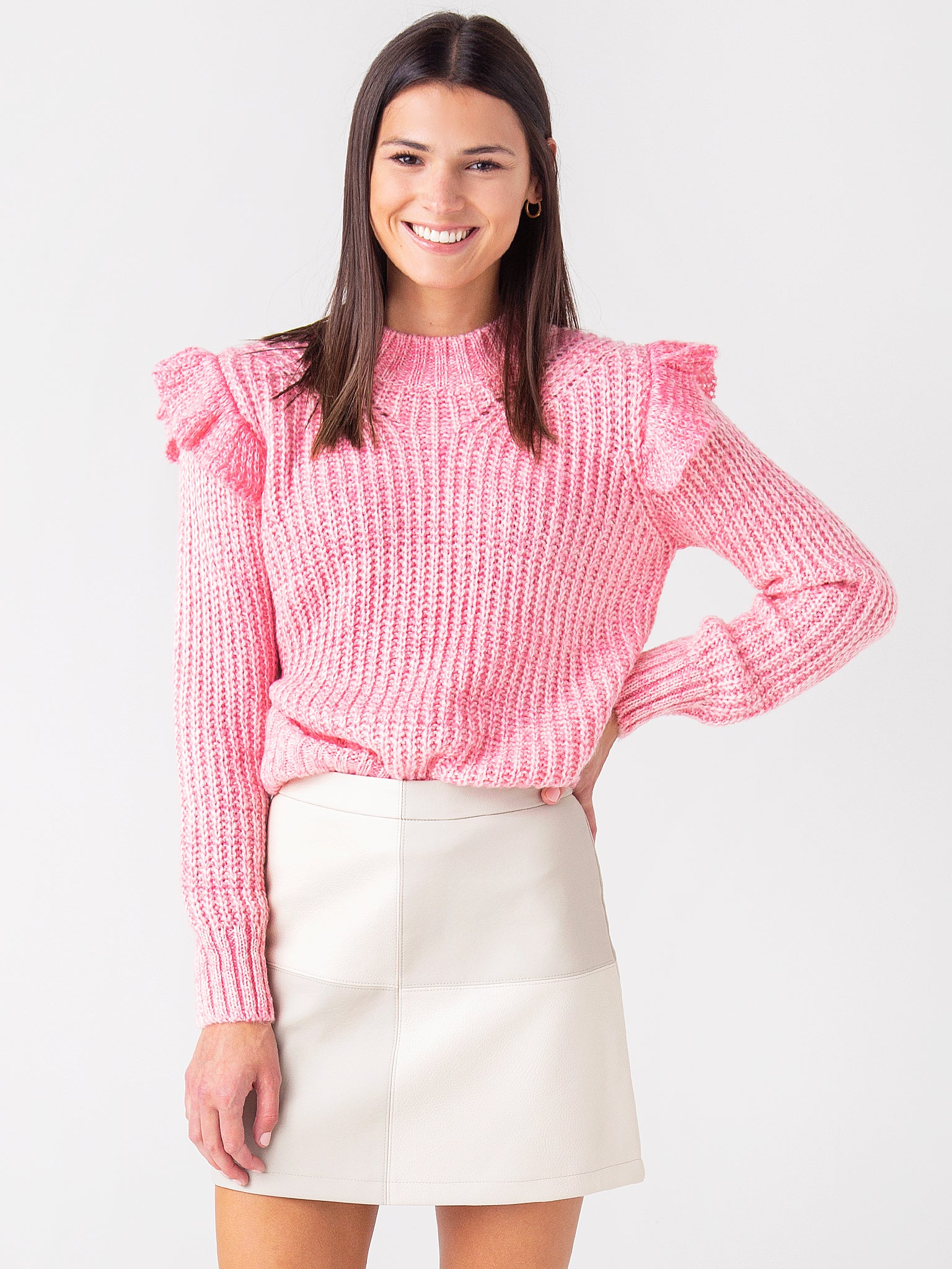 Greylin Women's Ruth Ruffle Shoulder Sweater - Saint Bernard