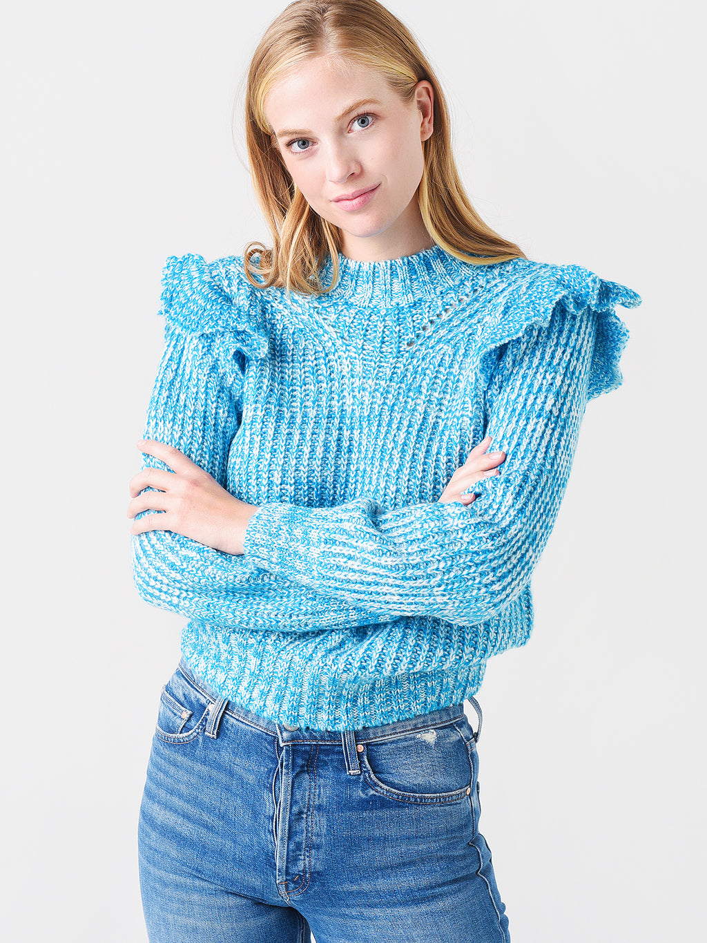 Greylin Women's Ruth Ruffled Shoulder Sweater - Saint Bernard