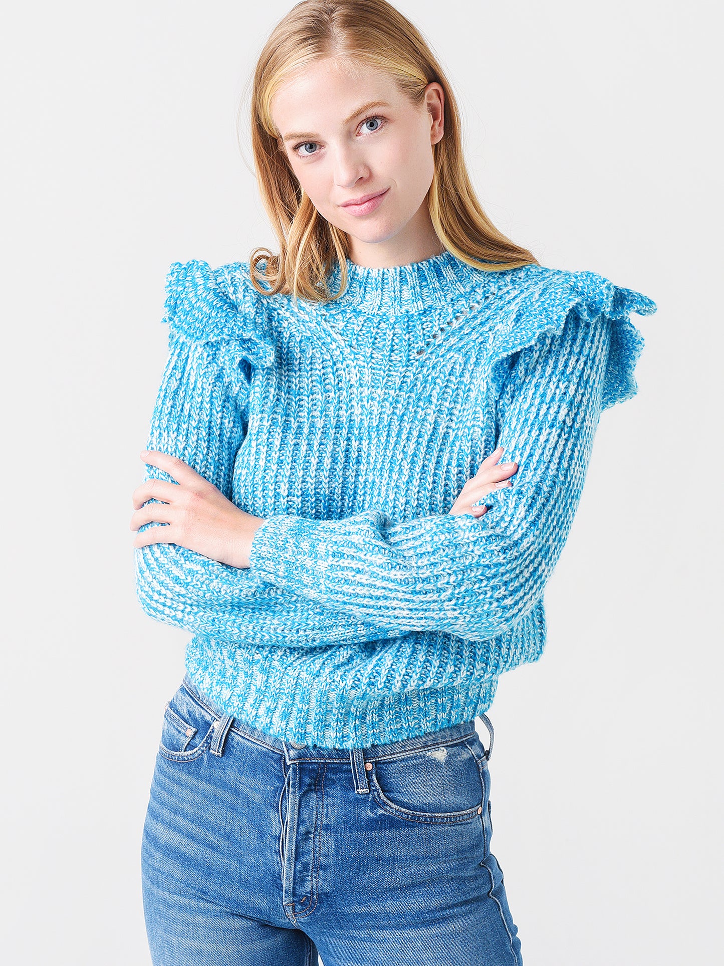 Greylin Women's Ruth Ruffled Shoulder Sweater - Saint Bernard