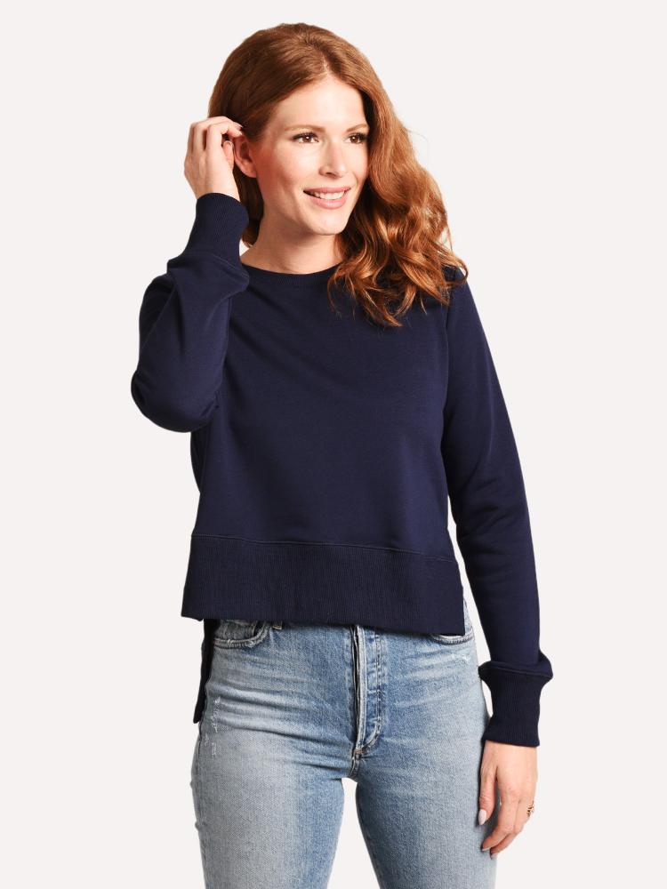 English Factory Women's French Terry Long Sleeve High Low Sweatshirt