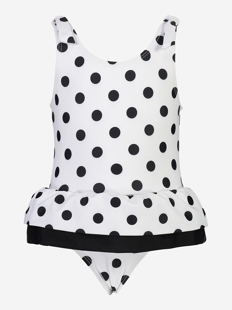Snapper Rock Little Girls’ Black & White Spot Skirt One Piece Swimsuit - Saint Bernard