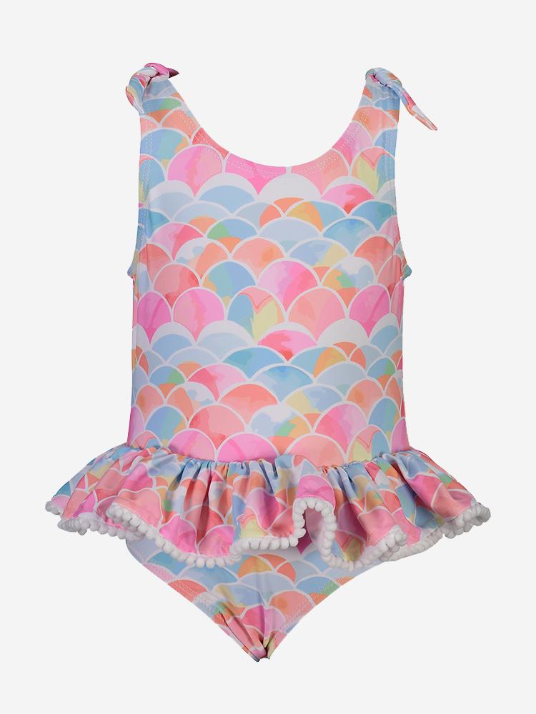 Snapper Rock Little Girls’ Rainbow Connection Skirt One Piece Swimsuit - Saint Bernard