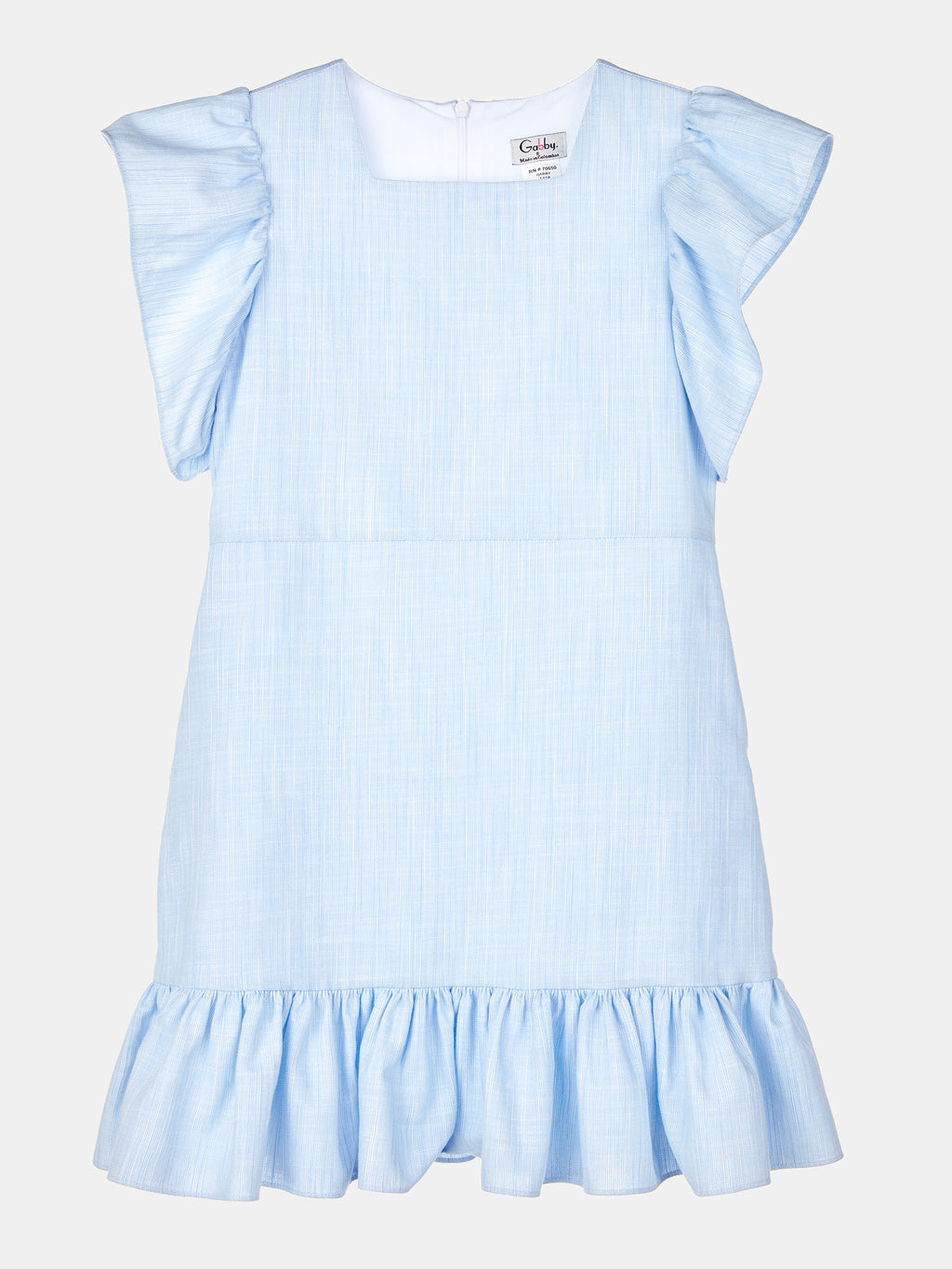 Gabby Girls' Flutter-Sleeve Cotton Linen Dress - Saint Bernard