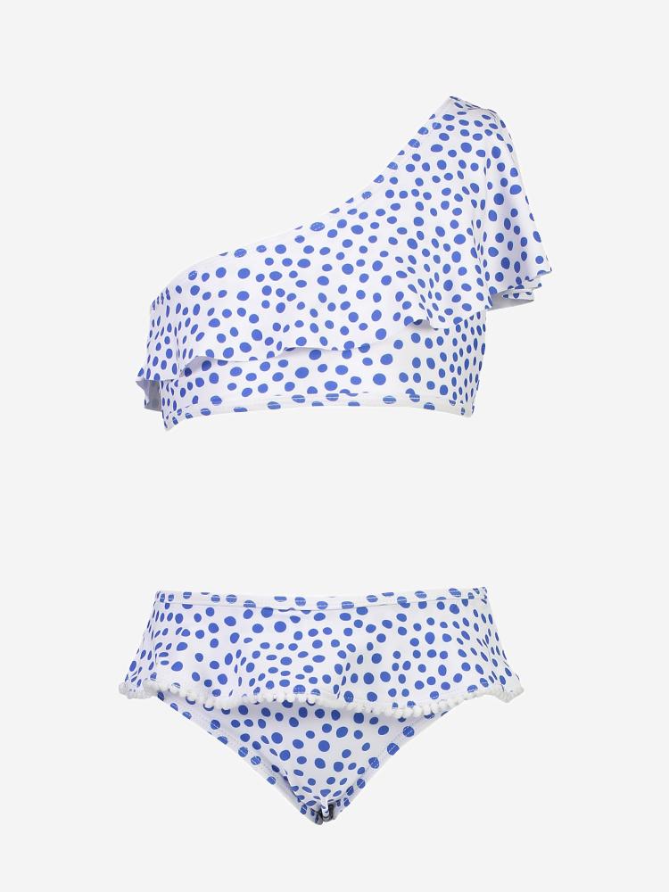Snapper Rock Girls' Cheetah Spot One Shoulder Bikini - Saint Bernard