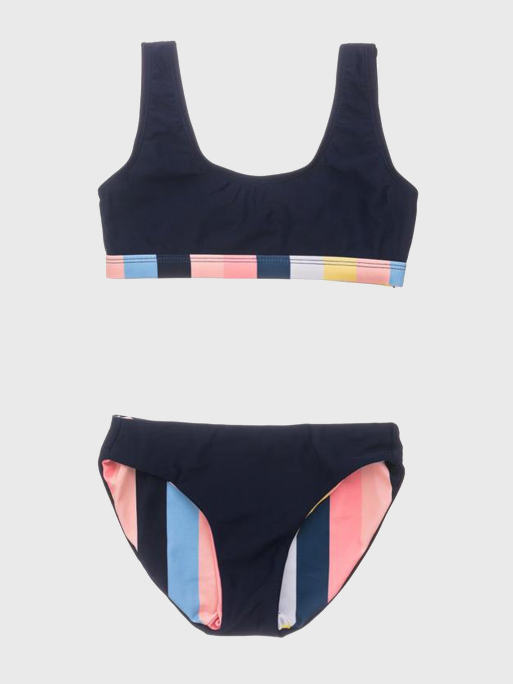 Snapper Rock Girls' Opti Stripe Scoop Crop Bikini - Saint Bernard