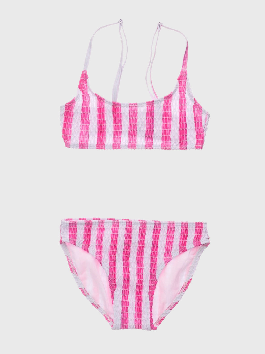Snapper Rock Girls’ Fiesta Stripe Shirred Crop Bikini - Saint Bernard