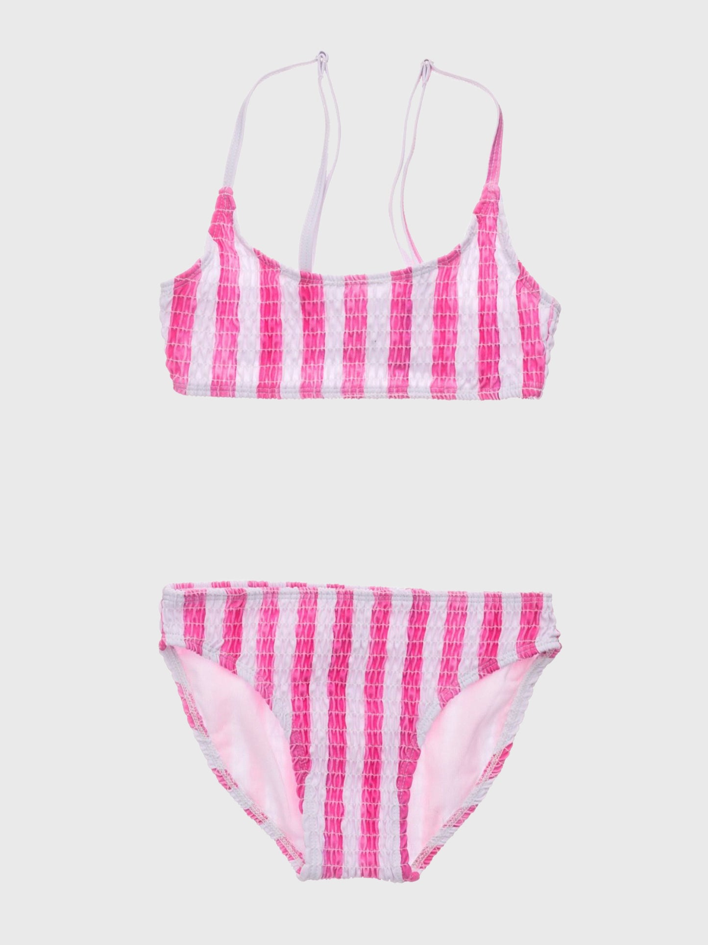 Snapper Rock Girls’ Fiesta Stripe Shirred Crop Bikini