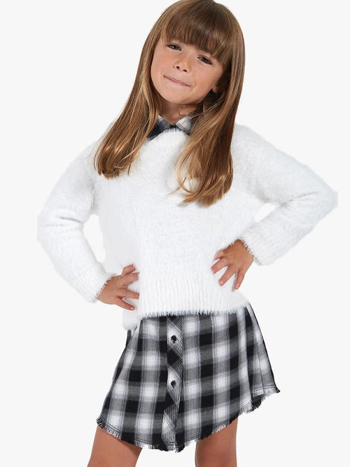 Bella Dahl Girls Fuzzy Cropped Pullover